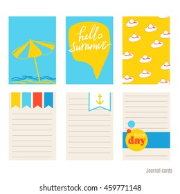  Beach Umbrella, Flip Flops, Panama. Vector Design Templates For Journal Cards. Printable Templates Set.