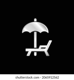 Beach Umbrella And Hammock silver plated metallic icon