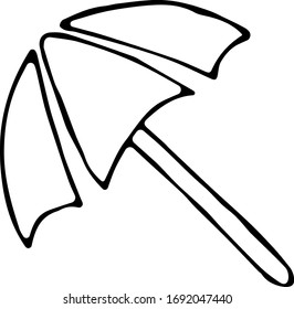 Strandschirm handgezeichnet im Dodle-Stil. Sommer, Sonnenschutz