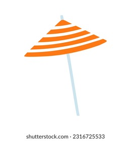 Beach umbrella hand drawn illustration. Cartoon style flat design, isolated vector. Seasonal kids summer print, holidays, vacations, beach, landscape, sea, ocean scene element