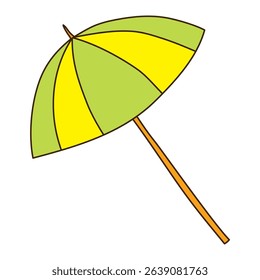 Beach umbrella hand drawn illustration, isolated vector. Line art style design. Summer clip art, seasonal element, print. Holidays, vacations, beach equipment, pool party