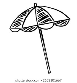 Praia Umbrella Mão desenhada linha arte esboço rabiscar pescador estético costeiro ilustração náutica 