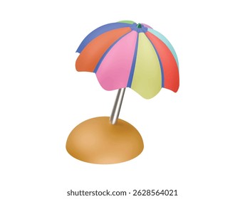 beach umbrella icon 3d illustration render

