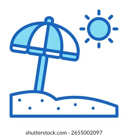 Beach Umbrella Icon Blue Vector Illustration