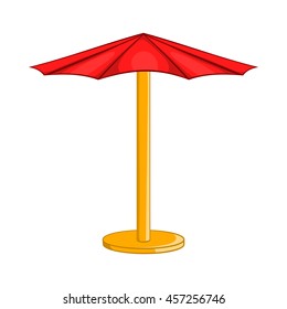 Beach umbrella icon in cartoon style isolated on white background. Sun protection symbol