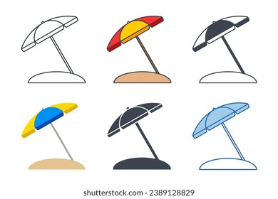 Beach Umbrella icon collection with different styles. Beach Umbrella icon symbol vector illustration isolated on white background