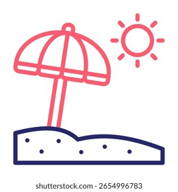 Beach Umbrella Icon Color Vector Illustration