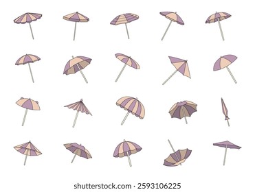 Beach Umbrella Icon Element Set