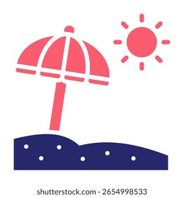 Ilustración vectorial de relleno de icono de paraguas de playa