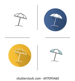 Beach umbrella icon. Flat design, linear and color styles. Isolated vector illustrations