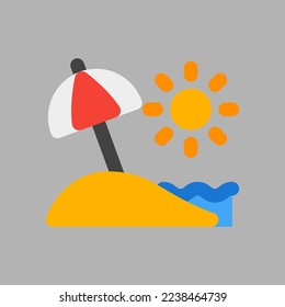 Beach umbrella icon in flat style about travel, use for website mobile app presentation