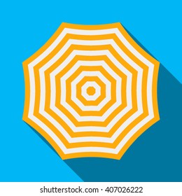 Beach umbrella icon in a flat style. Isolated with a long shadow. Vector illustration