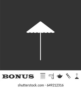 Beach umbrella icon flat. White pictogram on black background. Vector illustration symbol and bonus icons