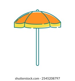Beach Umbrella Icon Illustration with bright colour palette in doodle style Ideal for Vacation, hobby and leasure themed designs.