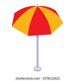 Beach umbrella icon. Isometric of beach umbrella vector icon for web design isolated on white background
