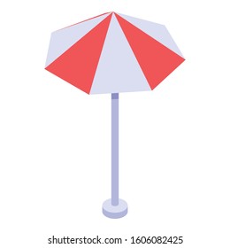 Beach umbrella icon. Isometric of beach umbrella vector icon for web design isolated on white background