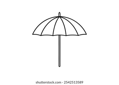 Beach umbrella icon line art vector illustration design outline