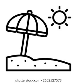 Ilustración vectorial de línea de icono de paraguas de playa