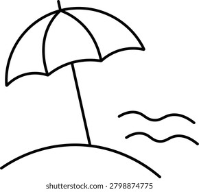 Beach Umbrella Icon Minimal Line Art Illustration