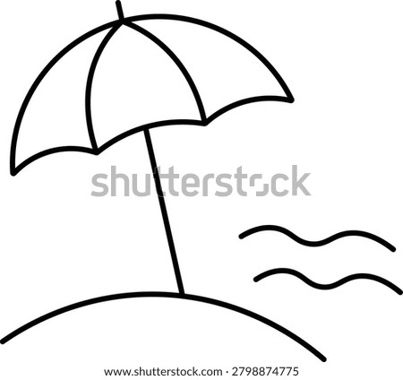 Beach Umbrella Icon Minimal Line Art Illustration