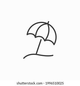 Beach Umbrella Icon On The Background. Beach Umbrella Linear Icon. Thin Line Illustration. Contour Symbol. Vector Isolated Outline Drawing. Outline Symbol For Web Design Or Mobile App. Beach Outline