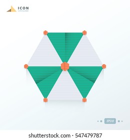 beach umbrella  icon origami flat style