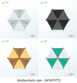 beach umbrella  icon origami set