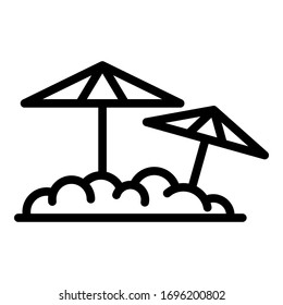 Beach umbrella icon. Outline beach umbrella vector icon for web design isolated on white background