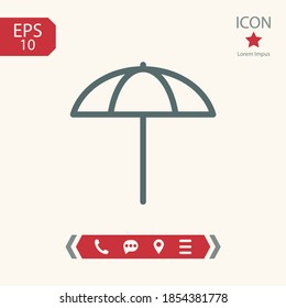 beach umbrella icon, outline vector illustration.