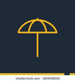 beach umbrella icon, outline vector illustration.