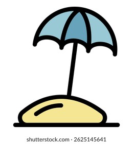 Beach umbrella icon. Outline beach umbrella vector icon color flat isolated