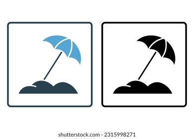 Icono de paraguas de playa. icono relacionado con el verano, la playa. Diseño de estilo de icono sólido. Diseño de vector simple editable