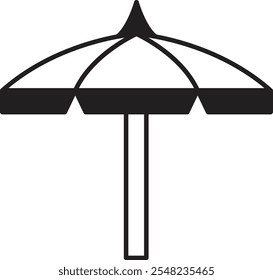 Beach Umbrella Icon Representing Relaxation, Sun Protection, and Summer Vibes, Perfect for Highlighting Vacations, Beach Accessories, and Tropical Getaways in a Vibrant and Functional Design.