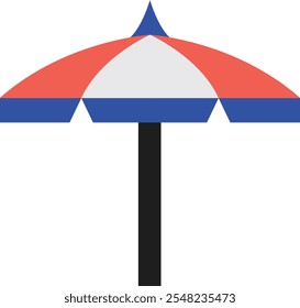 Beach Umbrella Icon Representing Relaxation, Sun Protection, and Summer Vibes, Perfect for Highlighting Vacations, Beach Accessories, and Tropical Getaways in a Vibrant and Functional Design.