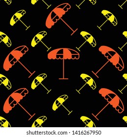 Beach Umbrella Icon Seamless Pattern Vector Art Illustration