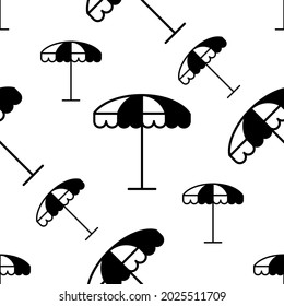 Beach Umbrella Icon Seamless Pattern Vector Art Illustration