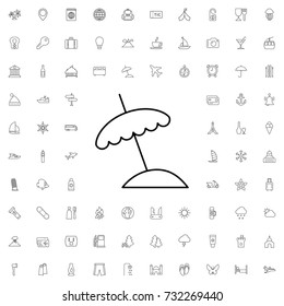 Beach umbrella icon. set of outline tourism icons.
