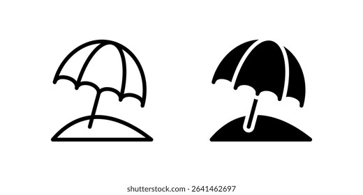 Beach Umbrella Icon Set suitable for alternative design of a black and white line art beach umbrella.