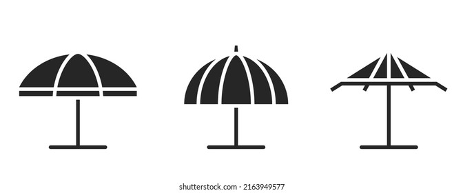 beach umbrella icon set. summer and sea vacation symbols. isolated vector images in simple style
