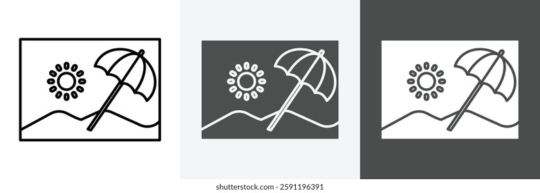 Beach Umbrella icon set vector art