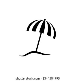 Beach, umbrella, icon. Summer vector icon Black Thin flat Symbol of Tourism for Web and App development Isolated on White Background. Vector