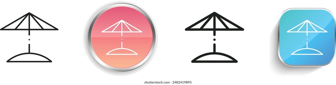 beach umbrella icon. Thin Linear, Regular and Button Style Design Isolated On White Background
