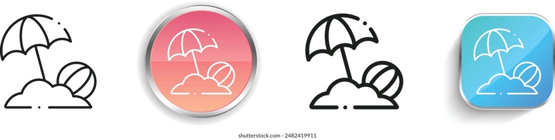 beach umbrella icon. Thin Linear, Regular and Button Style Design Isolated On White Background