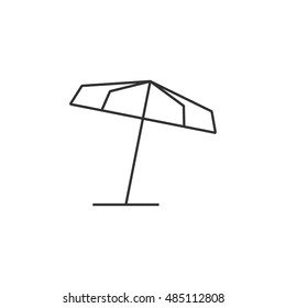Beach umbrella icon in thin outline style. Vacation holiday