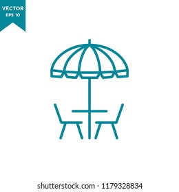 beach umbrella icon in trendy flat design 