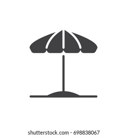 Beach umbrella icon vector, filled flat sign, solid pictogram isolated on white. Parasol symbol, logo illustration. Pixel perfect vector graphics