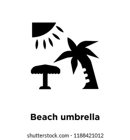 Beach umbrella icon vector isolated on white background, logo concept of Beach umbrella sign on transparent background, filled black symbol