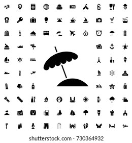 Beach umbrella icon vector isolated on white background. set of filled tourism icons.