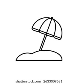 beach umbrella icon, vector line isolated on white background. trendy and modern design