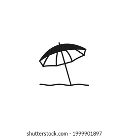 beach and umbrella icon vector on a white background